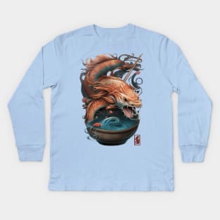 Dragon Koi Fish Ramen Noodles Kids Long Sleeve T-Shirt